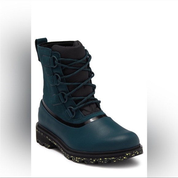 New Sorel Lennox Street Lace-Up Teal Hiking Boot Shoe - Picture 2 of 9